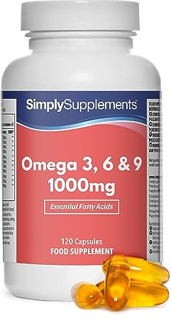 Omega 3 6 9 1000mg Fish Oil | Supports Heart, Brain & Vision Health | 120 Softgels = 40 Days’ Supply | High-Strength Essential Fatty Acids | Purified Fish Oil, Flaxseed & Sunflower Oil | UK-Made