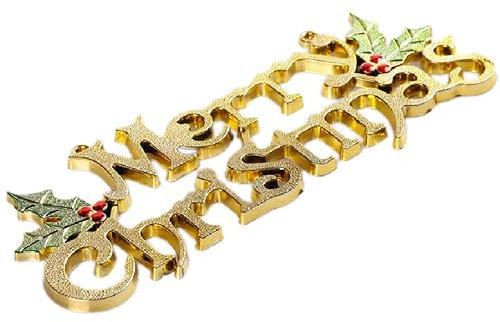 Wambere 12 Stück 20cm Merry Christmas Schild Weihnachtsbaum Anhänger,Wandschild Baumschmuck Christbaumanhänger Christmas Ornaments Christbaumschmuck Weihnachtsschmuck Weihnachtsdekoration,Gold