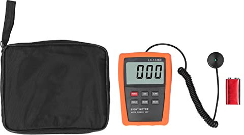 Misuratore di Luce Misuratore di Illuminamento Digitale Misuratore di Temperatura Ambiente Portatile Spegnimento Automatico Illuminometro Fotometro con Portata Fino a 200.000 Cd/㎡ Lux Luxmetro con Sch