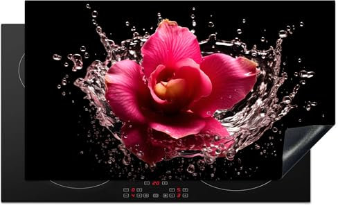 KitchenYeah© Copri Piano Cottura 91x52 cm Coprifornelli Tappetino per Induzione Fornello Tutto per la Cucina Fiori - Rosa - Acqua - Nero - Botanico - Natura