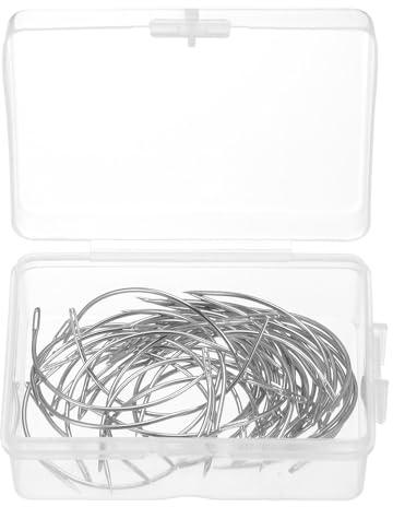 sourcing map 50 agujas curvadas de 2.5 pulgadas tipo C, agujas de coser para hacer pelucas, tapicería, ojo grande para alfombras, cuero, lona, reparación, bloqueo de tejido