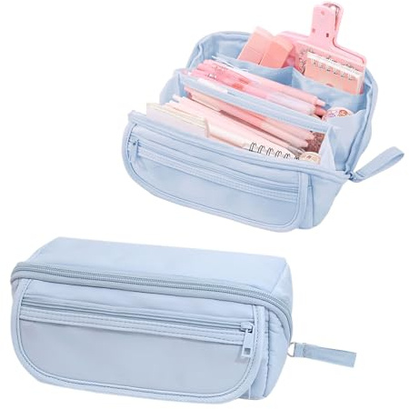 GOZINA Pencil Case, Large Capacity Pencil Case with 9-Layer Storage Partition Multifunctional Pen Bag for Boys and Girls, Aesthetic Pencil Bag Suitable for Kids Teenagers Students Women Men (Blue)