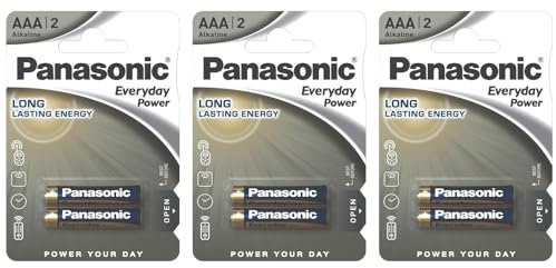 PANASONIC Confezione da 3 blister da 2 batterie alcaline Everyday Power Silver LR03 AAA – 1,5 V