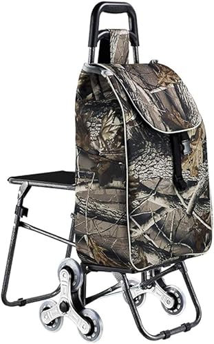 Rollator für Erwachsene, tragbarer Einkaufswagen mit Sitz zum Ausruhen, Treppensteigwagen, Trolley, leicht und tragbar (Farbe: B)