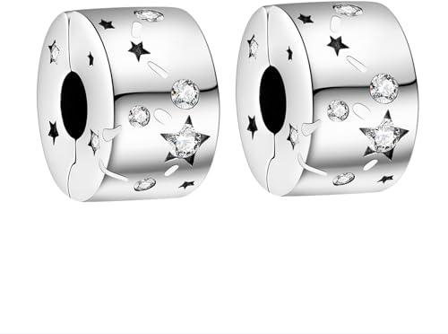 MGIUL Starry Sky Clip Stopper Charms 2pcs Pendant Para Pulseras Collares Plata de ley 925 Colgantes Abalorios Joyas Regalo Para Mujer