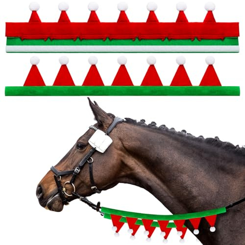Abbylike 2 Stück Weihnachtszeilenabdeckungen für Weihnachten, Urlaub, Pferde-Kostüm, Zubehör (rot und grün)