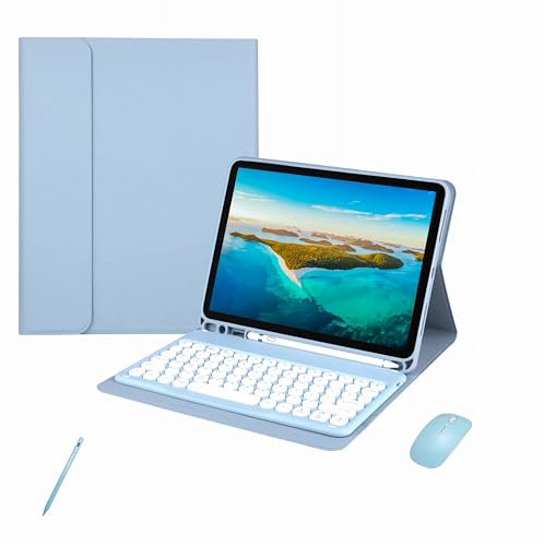 Funda con Teclado para iPad Mini 6ª generación 2021 8,3 Pulgadas con ratón, Funda con Teclado Bluetooth inalámbrico Desmontable magnéticamente con lápiz(Blue)