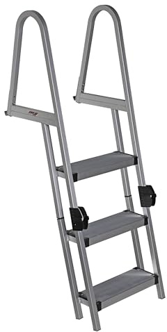Extreme Max 3005.5284 Robuste Aluminium-Ponton- und Dock-Leiter mit 40 cm Breiten, zusammenklappbaren Stufen, 3-stufig, 136 kg Gewichtskapazität