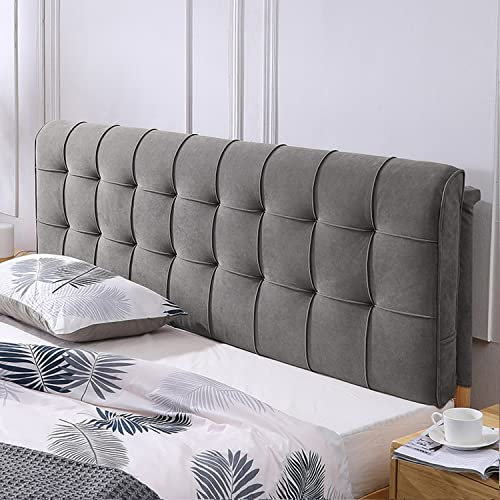 Gepolstertes Kopfteil aus Samt für Bett, Rückwand, übergroßes graues Wandkissen mit abnehmbarem Schonbezug, stützende Rückenlehne für Kopfteil, 190 cm Breite im Lieferumfang enthalten