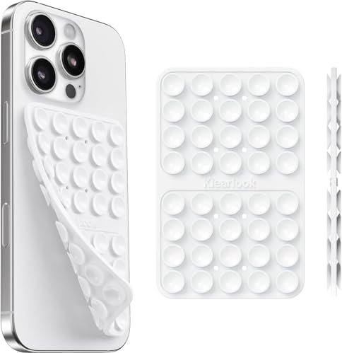 Silicone Suction Cup Phone Case Mount Double Sided - Klearlook Silicon Sticky Phone Grip with Higher Suction Power,Suction Pad Hands-Free Smartphone Accessories Holder for Selfies & Videos,Pure White