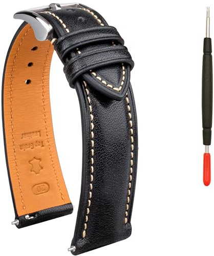 Gomvadr Quick Release Leder Uhrenarmband, Zwei-Ton Öl-gegerbtes Leder Uhrenarmbänder 18mm 19mm 20mm 21mm 22mm Ersatz Uhrenarmband für Männer Frauen
