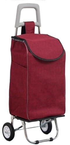 ZWQXZX Chariot de Courses Chariot de Marché Chariot De Courses Pliable avec Sac De Courses Amovible for Les Voyages Et Les Courses Caddie de Courses(Rot)