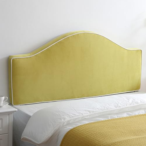 Cabecero de cama curvado, cojín de lectura de pared, cojín de soporte de litera, respaldo acolchado en amarillo, 180 cm / King en pulgadas