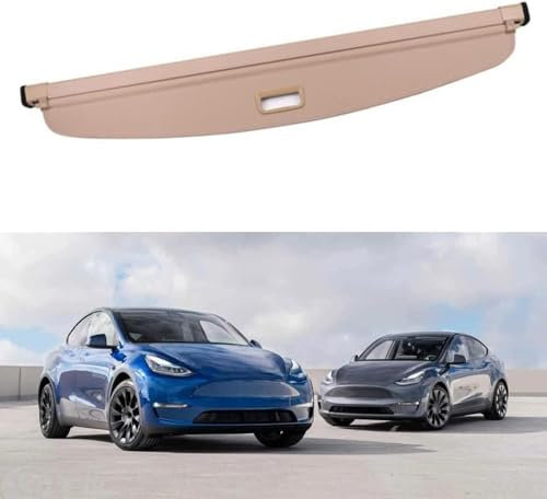 ZXBL Kofferraumabdeckung Vorhang für Tesla Model Y 2020 2021 2022, Auto Einziehbare Hintere Kofferraum Hutablage Hintere Hutablage Schattenschutz,B