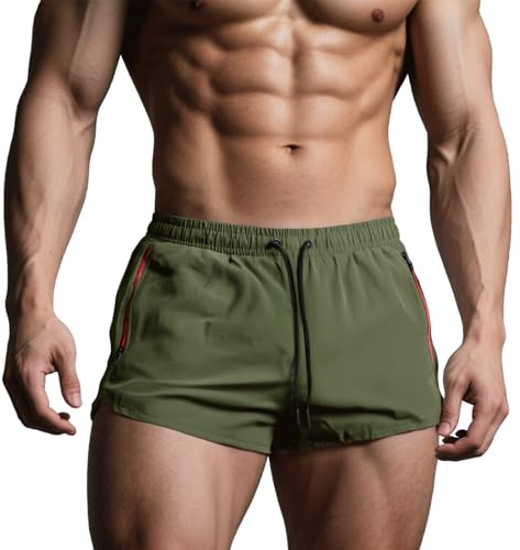 Muscle Cmdr Pantalon Court de Sport pour Homme,Séchage Rapide, Respirant avec Poches Zippée,Short d'Été,Course en Plein air,La Musculation Gym Faire des Exercices Short