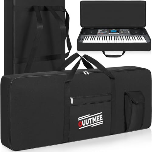 OUUTMEE 61 Keyboard Tasche Zwei Möglichkeiten Zum Tragen,103 x 40 x 13 cm Keyboard Piano Tasche,600D Waterproof Oxford Cloth Piano Tragetasche,Schwarz