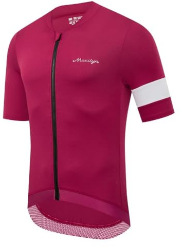 Moxilyn Herr cykel kortärmad tröja MTB cykeltröja kortärmad racercykel skjortor cykelkläder 4 fickor full dragkedja med 4 fickor, röd, 3XL