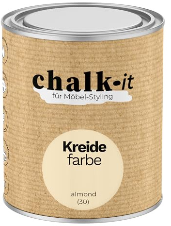 chalk-it Kreidefarbe 750ml (30) Almond Möbel Farbe Shabby Chic Holzlack Natur Vintage Look Möbellack Erfüllt EN71-3 Sicher Kindermöbel Spielzeuge