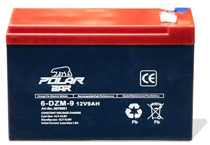 Polar Bär Batterie 12V 9Ah Blei Gel 6-DZF-9 passend für Kinderautos