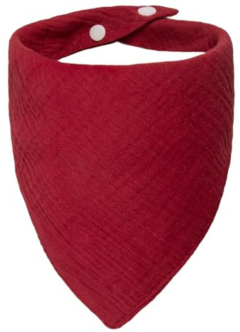 ICEMOOD Baumwoll-Bandana für Hunde mit verstellbarem Druckknopf – Einfarbiges Hundehalstuch für mittelgroße und große Hunde, Weinrot, Größe L