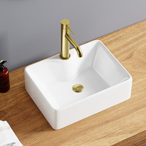 DILECI – Vasque Rectangulaire en Céramique Blanche 40x30x13 cm – Lavabo à Poser avec Plage pour Mitigeur – Design Moderne aux Angles Arrondis – Idéal Salle de Bain Contemporaine – Entretien Facile