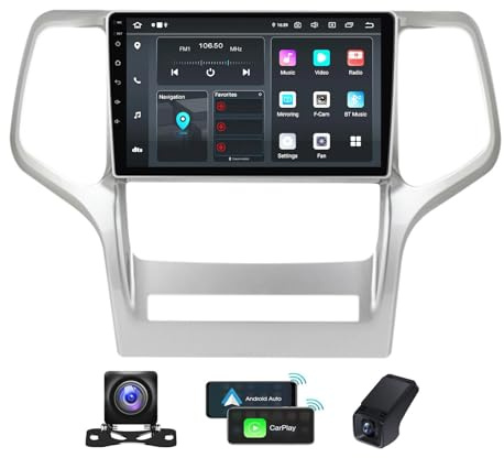 Android 14 Car Radio for Jeep Grand Cherokee WK2 2010-2013 9.5 inch 2K Touch Screen Head Unit with CarPlay Android Auto Bluetooth FM RDS GPS Navigation SWC DSP 4G WiFi + Camera DVR(M160CP)