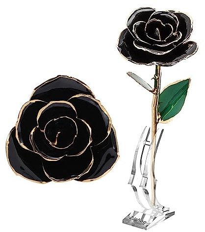 Ausla 24k Oro per Sempre Rosa, Rosa Placcata con Supporto, Lungo Gambo Infinito Ultima Decorazione di Fiori per Sempre, Regali di Rose per Donne, Madri, Regali di San