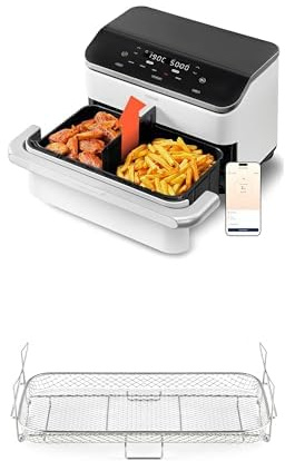 COSORI Air Fryer 10L Twinfry, Dual Zone Avec Séparateur Amovible, Capacité Flexible de 10L, Friteuse sans Huile 5-en-1, 40℃-240℃, 66% d'Énergie en Moins, Connectée à l’Application