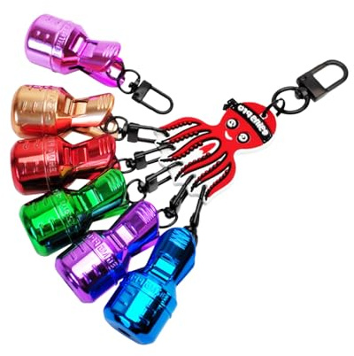 BCIOUS 6 Stück/Set Angelgeräte-Boxen, Werkzeug, Angelhaken-Abdeckung, Tintenfisch, Köder, Schutz-Set mit Karabiner, Köderkappe