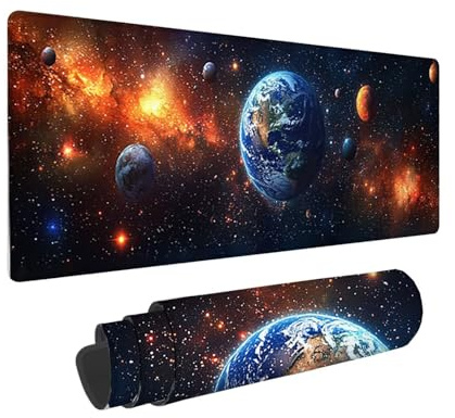 Tapis de Souris de Jeu, 1400 x 600 mm XXL Tapis Souris Gaming Grand, Antidérapant Étanche, iExtended Long Clavier Mouse Pad XXL, Accessoire Bureau, pour Gamer, Ordinateur, PC (Univers planète) i-883