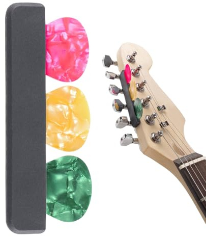 Generico Självhäftande TPU-plektrumhållare med set om 3 plektrum - tunt plektrumfodral för elgitarr och bas, halkfri spårdesign förvaringslåda för spelare från