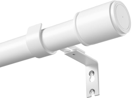 TRAROD Gardinenstange 79-253 cm, Vorhangstange Ausziehbar 25 mm Durchmesser, bis 15 kg Belastbar, Gardinenstange Weiß für Schlafzimmer, Wohnzimmer, Küche