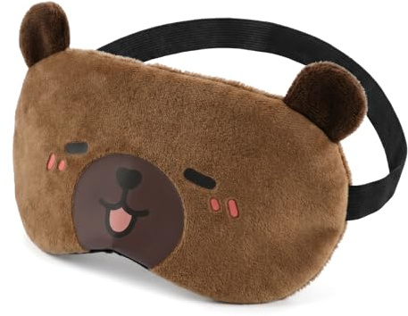 Antifaz para Dormir Capibara, Máscara de Sueño Suave y Transpirable de Franela con Bolsa de Transporte, Antifaz de Descanso Anti-Luz para Viajes, Hogar y Avión, Color Marrón