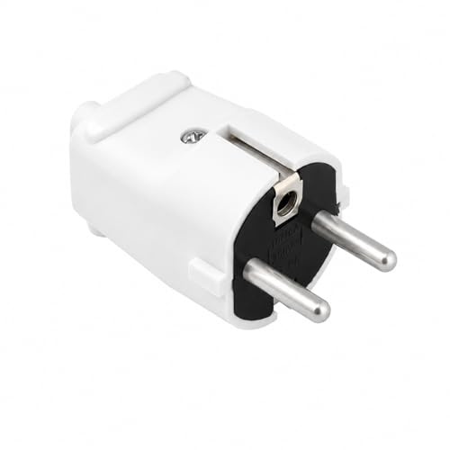 WEBMATEL Clavija Enchufe Schuko Blanca 16A 250V IP20 - Clavija Macho Desmontable con Toma de Tierra
