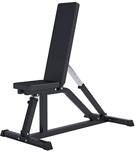 GORILLA SPORTS® Hantelbank - Rückenlehne 7-Fach, Sitz 4-Fach Verstellbar, bis 200 kg Belastbar, Schwarz/Weiß - Trainingsbank, Negativbank, Schrägbank, Fitnessbank, Bench, Flachbank, Fitness, Zuhause