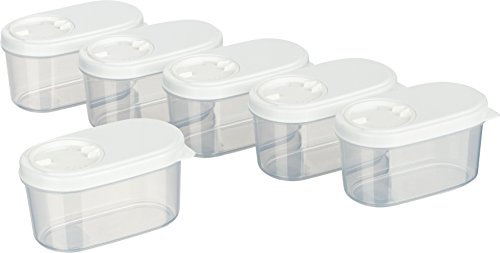 MiraHome Schüttdosen 0,14L 6er Set Weiß – Vorratsdosen mit Deckel luftdicht – Schüttdose für Gewürze & Lebensmittel – Frischhaltedosen mit Deckel – Aufbewahrungsbox mit Schüttfunktion