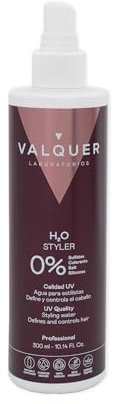 Valquer Agua de Peinado H2O en Spray Fórmula Zero. Fijación Natural y Brillo con Protección Capilar UV, Define y Mantiene el Peinado Sin Apelmazar y Sin Residuos. Vegano. 300 ml