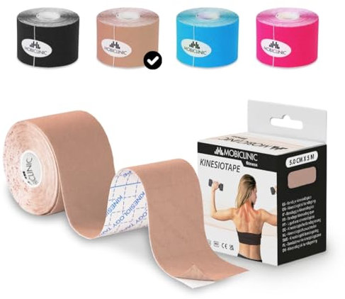Mobiclinic®, Kinesiologie Tape, Neurologisches Klebeband, 5m x 5cm, Sportpflaster, Muskelentspannung, Kinesiologischer Verband, Geeignet für Verschiedene Bereiche, Face, Beige