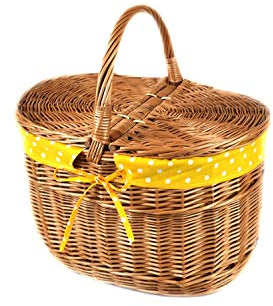 MyBer® Korb Picknickkorb Tragekorb mit 2 Deckeln Weidenkorb Vollweide Einkaufskorb geflochten K12-027-SGEW