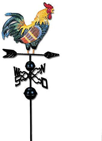 Hearthrousy 3D Wetterhahn Motiv Hahn Retro Wetterhahn aus Kupfer Mit Halterung Gußeisen Windrichtungsanzeiger Windspiel Wetterfahne betreff Dach Dekofigur Hahn Terrasse Hof Ornament Dekoration