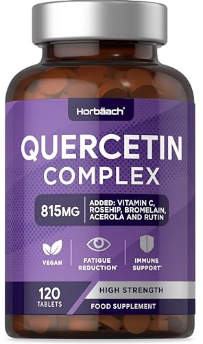Quercetin Supplement with Bromelain 815mg | 120 Vegan Tablets | Complex Formula Providing 519mg of Quercetin with Bromelain, Vitamin C, Rosehip, Acerola and Rutin | by Horbaach