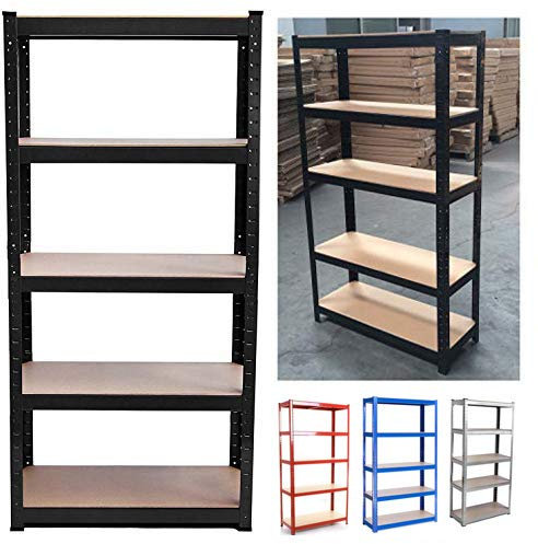 Metal Storage Shelves | 5 Tier Shelving Unit | Kitchen, Bathroom, Industrial, Shed & Garage Storage Rack | Standing Shelf Organiser Organisation Rack | 875KG Capacity, H 180 x W 90 x D 40 Cm, Blue