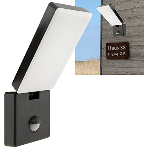 ChiliTec LED Aussenleuchte mit Bewegungsmelder - 2 Stück Wandlampe Aussen Schwenkbar mit PIR Sensor 15Watt 1000 Lumen 140° Erfassung - Wandleuchte Anthrazit Grau