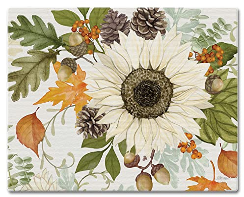 CounterArt Farmhouse Fall 3mm Tempered Glass Cutting Board Manufactured in the USA Serving Board Charcuterie Board Dishwasher Safe