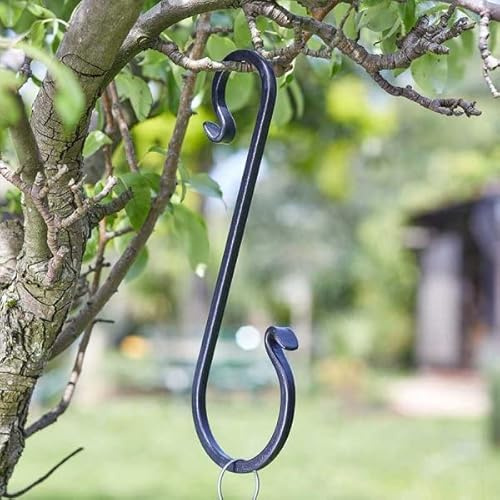 Garden Mile 6 Inch S Hooks for Hanging Basket Hooks - Black Steel Garden Hooks for Planters, Bird Feeders, Solar Lanterns, Wind Chimes & Outdoor Decorative Hanging Basket Bracket