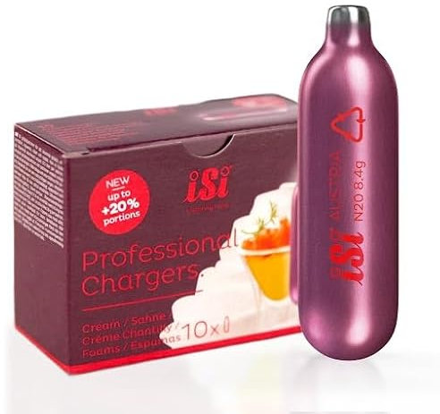ISI Sahnekapseln 6x10 Stück - Professional Charger Sahnekapseln für Sahnespender - Premium N2O Sahnekapseln aus Stahl - HACCP-Zertifiziert - Made in Austria
