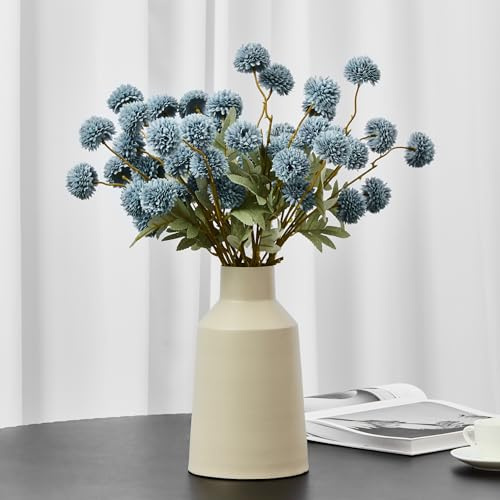 Faux Kiku Flower Grey – 10-Stem Pack Faux Chrysanthemum Flowers – Artificial Flower Ball for Floral Arrangements, Table Centerpieces, Flower Bouquet – Realistic Faux Flowers for Vase, Wedding, Party