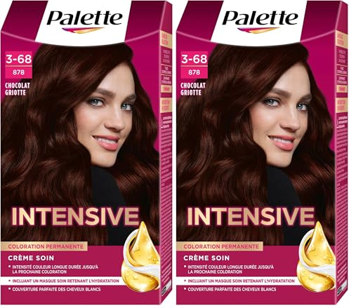 Schwarzkopf - Palette - Coloration Permanente Cheveux - Crème Soin - Couvre 100% des Cheveux Blancs - Tenue 8 semaines - Chocolat Griotte 878 (Lot de 2)