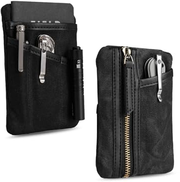 Sayram SP6 Small EDC Pouch Tool Organizer, Compact EDC Pocket Organizer, Waxed Canvas Mini Coin Purse for Men, EDC Pouch Organiser for Change, Notebook, Flashlight
