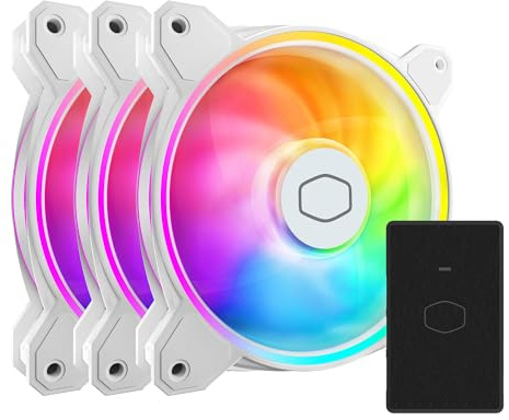 Cooler Master MF120 Halo² White 3in1 PC Case|Liquid Cooler|Air Cooler Fan, 120mm Fan, Dual-Loop aRGB Rings, Dynamic PWM 2,050 RPM, Air Balance Blades, aRGB Lighting, Hybrid Frame